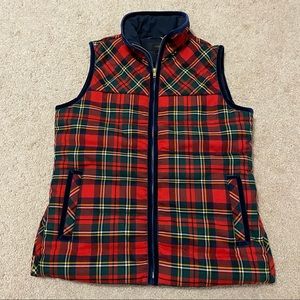 J crew tartan mountain puffer vest size XS